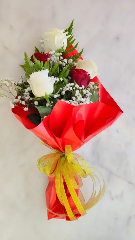 Rose red and white bouquet